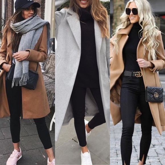 Gray peacoat long trench jacket classic coat - Picture 6 of 6